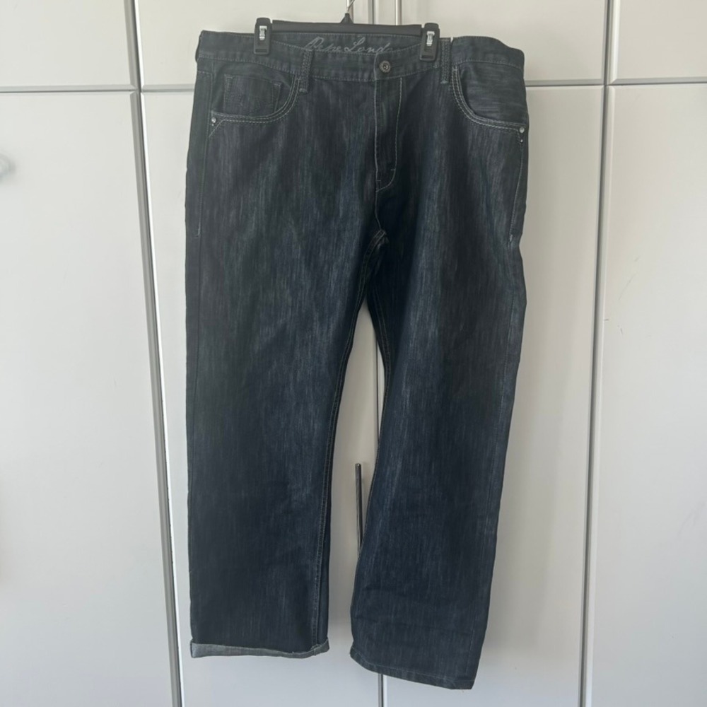 Pepe Jeans London Mens Dark Wash Studded Back Pocket Straight Leg Jeans 42x33